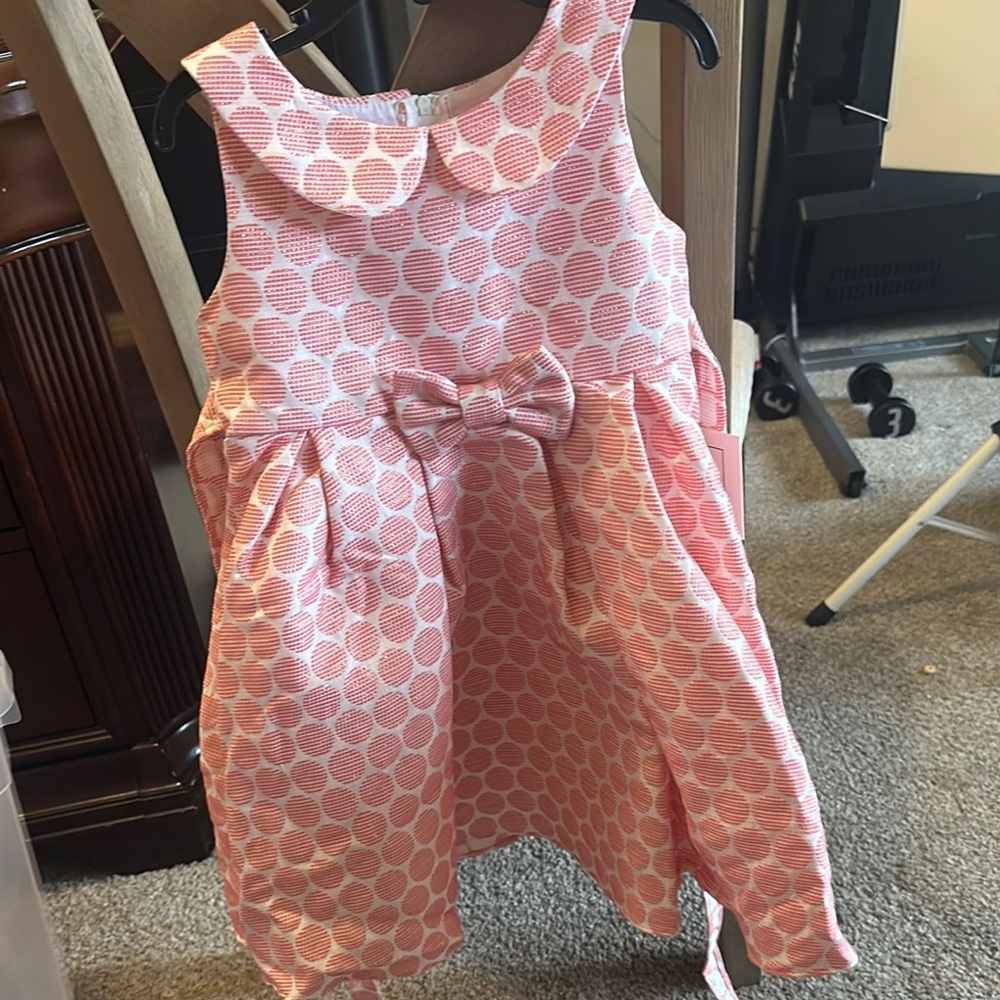 Elegant Pink Polka Dot Kids Formal Dress